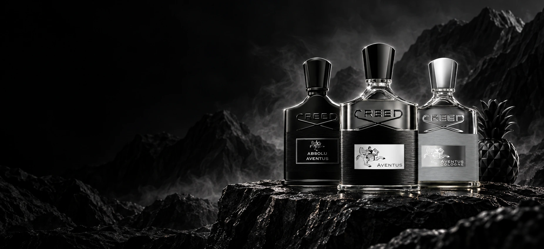 Creed Absolu Aventus, Aventus и Aventus Cologne на чёрном камне