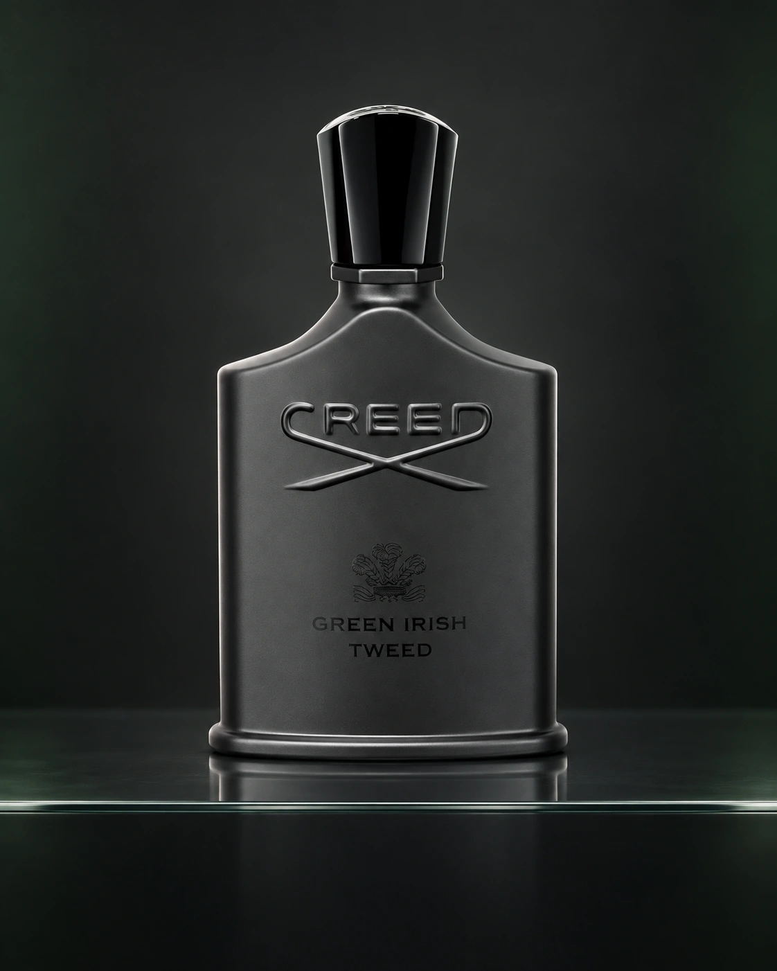 Green Irish Tweed на прозрачном стекле
